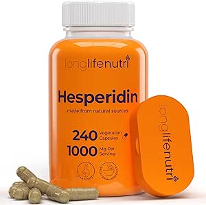 Hesperidin 1000mg, 240 Capsules (4 Month Supply), Supports Cardiovascular Health, Blood Pressure & Circulation, Immune Support, Potent Antioxidant & Vascular Function Benefits, Made in USA