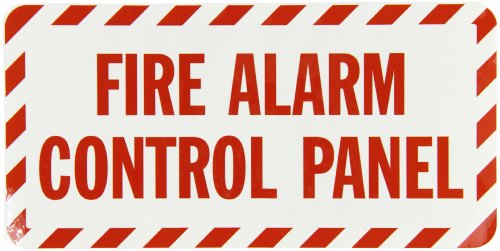 SmartSign Adhesive Vinyl Label, Legend "Fire Alarm Control Panel", 5" high x 10" wide, Red on White