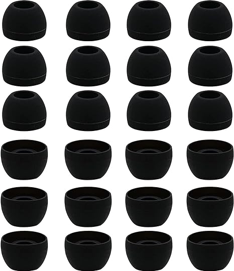12 Pairs Silicone Replacement Earbud Ear Buds Tips Compatible with 3.8mm to 5.5mm Nozzle Earbuds Earphones, Medium Size Black