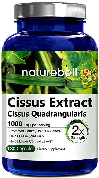 NatureBell Premium Cissus Quadrangularis Extract 180 Capsules 1000 mg per serving, Support Joint, Bone and Tendon Health