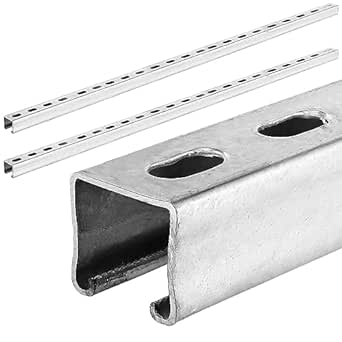 2 Pieces 1-5/8'' 12 Gauge Metal Strut Channel with Slotted Back Half Slotted Steel Channel Pre Galvanized Steel Channel Rail (5 Feet Length)