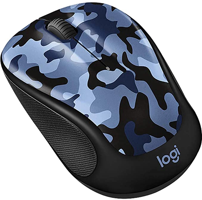 Logitech Color Collection - Mouse - Optical - 5 Buttons - Wireless - 2.4 GHz - USB Wireless Receiver - Blue camo