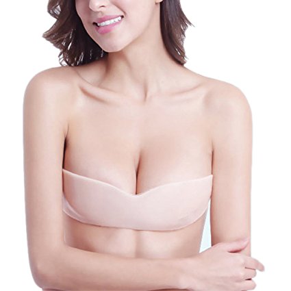 Caing Women's Invisible Sexy Push Up Strapless Bra Adhesive Backless Lift Bra