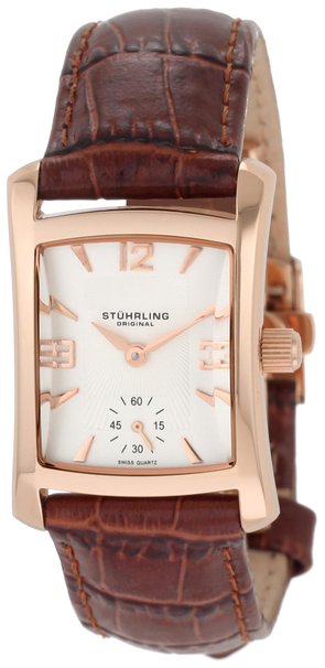 Stuhrling Original Women's 145L.1245E2 Classic Gatsby Swiss Quartz Rose Tone Leather Watch