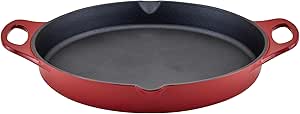 Rachael Ray Nitro Cast Iron Skillet with Side Handles, 14 Inch, Red