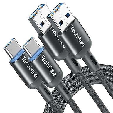 TechRise USB C Cable 3.3A Fast Charging USB C Charger Cable 1M 2M 2Pack Type C Fast Charger Cable Braided Data Lead for Samsung Galaxy S23 S22 S21 S20 S10 Google Pixel Sony Xperia Android Mobile Phone