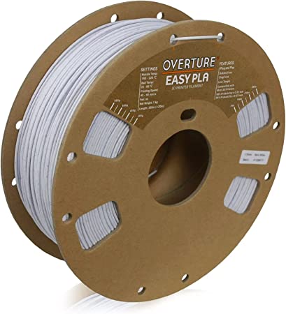 OVERTURE Easy PLA 1.75mm 3D Printer Filament, 1kg Cardboard Spool (2.2lbs), Dimensional Accuracy  /- 0.03mm, Fit Most FDM Printer (Easy Rock White)