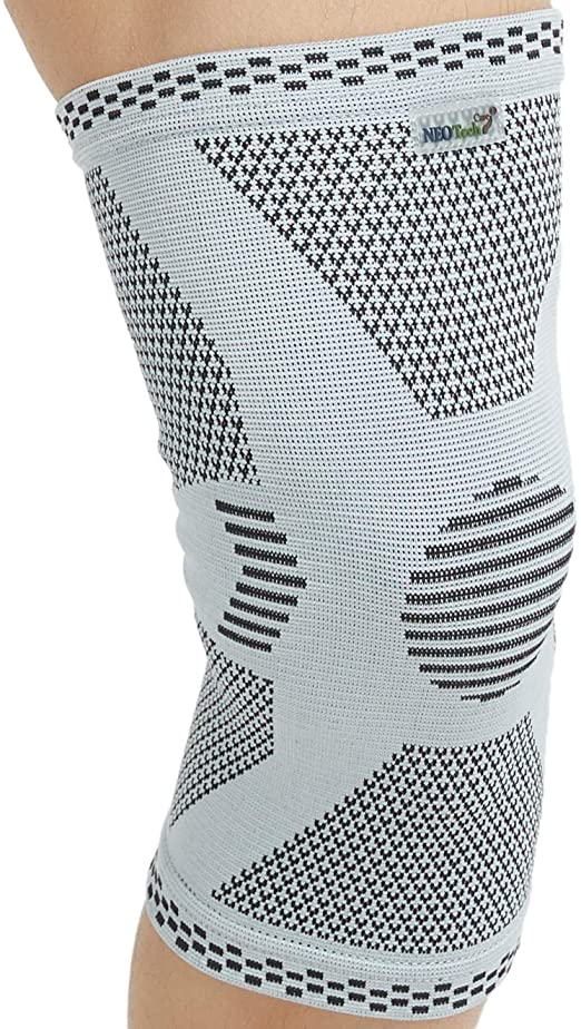 Neotech Care Bamboo Fiber Knee Support (1 Unit) - Lightweight, Elastic, Comfortable & Breathable Fabric - Sleeve Brace for Men, Women, Youth - Right or Left - Grey (Size M)