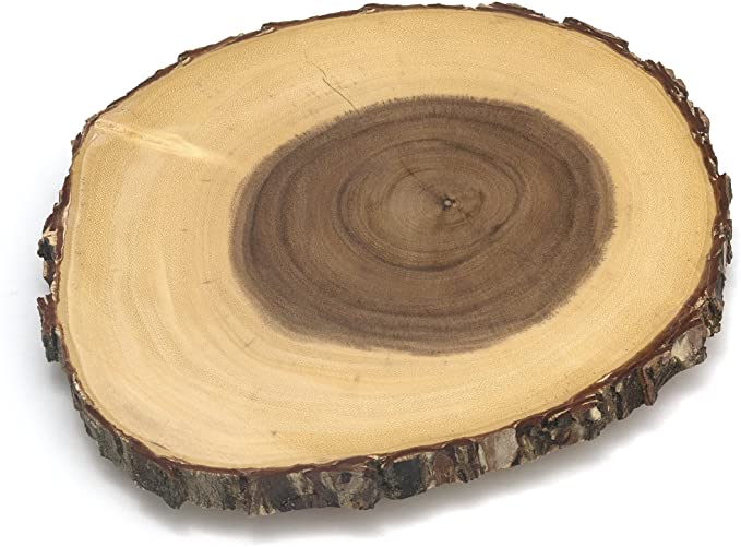 Lipper International Acacia Tree Bark Footed Server for Cheese, Crackers, and Hors D'oeuvres, Small