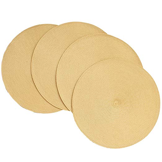 Benson Mills Victorian 15-Inch Round Placemats, Gold, Set of 4