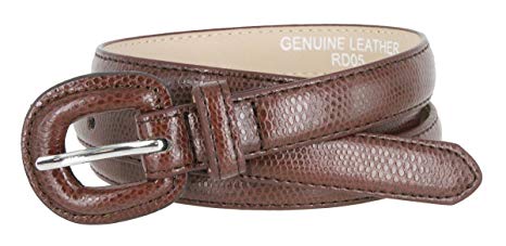 Women's Skinny Snakeskin Embossed Genuine Leather Dress Belts 3/4" or 19mm