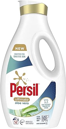 Persil Ultimate Non Bio Aloe Vera Laundry Washing Liquid Detergent our toughest non bio on stains for sensitive skin 52 Washes 1.404 L