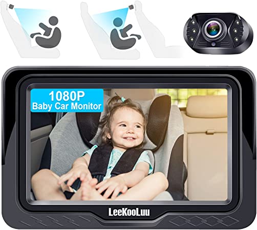 Baby Car Mirror,HD 1080P Baby Camera Monitor for Car Back Seat Full View Infant with 4.3'' Display Provide Vivid Picture,Car Baby Monitor with Camera Super IR Night Vision,LeeKooLuu LK12
