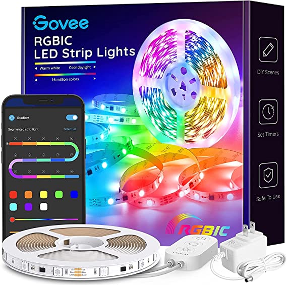 Govee LED Strip Lights RGBIC, 16.4FT Bluetooth Color Changing Rainbow LED Lights, APP Control with Segmented Control Smart Color Picking, Multicolor LED Music Lights for Bedroom, Room, Kitchen