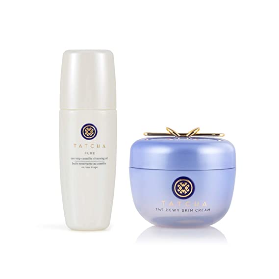 Tatcha Bundle Set: Dewy Skin Cream (50ml) & Pure One Step Camellia Cleansing Oil (150ml): 2 in 1 Makeup Remover   Skin Moisturizer Reduce Appearance of Fine Lines