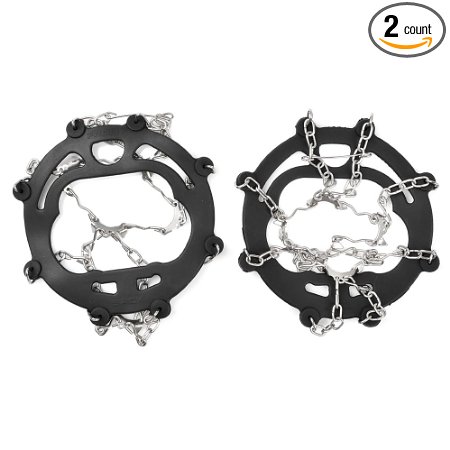 Agptek Pair Anti-slip Shoes Chain Traction Cleats for Snow and Ice Walking Walker,Spike Shoes Claws - Studded Spike Crampon Overshoes for Hiking Boots Traction on Snow Cover