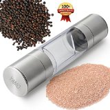 Salt and Pepper Mill Set 2 in 1 - Salt and Pepper Grinder Set with Adjustable Ceramic Grinding Mechanism - Premium Quality Stainless Steel
