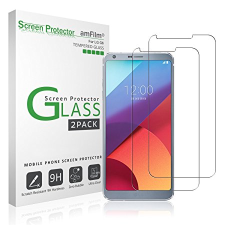 LG G6 Screen Protector Glass, amFilm Tempered Glass Screen Protector for LG G6 2.5D Rounded Edge LGG6 2017 (2-Pack)