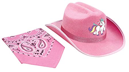 Unicorn Cowboy Hat with Bandanna Pink Sparkle