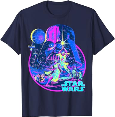 Star Wars Bright Classic Neon Poster Art Graphic T-Shirt T-Shirt