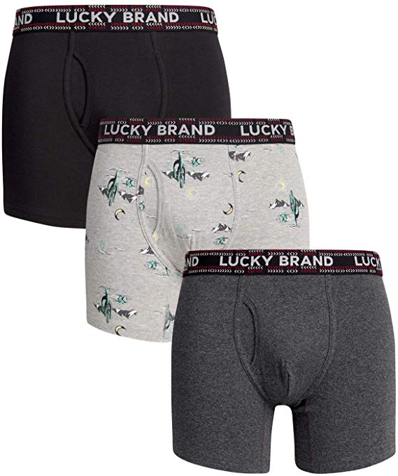 Lucky Brand Mens 3 Pack Cotton Stretch Boxer Briefs