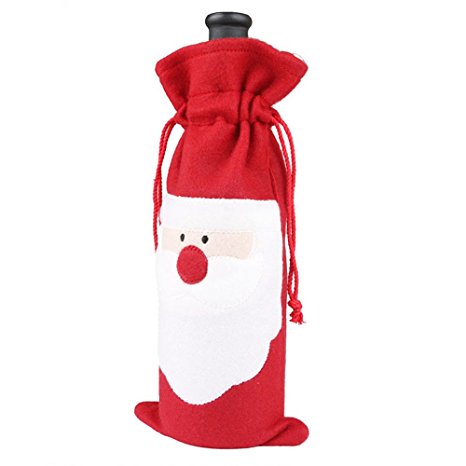 Homecube 3pcs Santa Claus Wine Bottle Cover Red Wine Bags Christmas Wine Bottle Gift Bags Set Party Hotel Kitchen Table Decor(c)