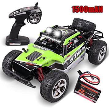 Electric RC Cars, Off Road Monster Trucks, Rolytoy Remote Control Car Buggy 2.4Ghz Radio Controlled 1:12 Scale 4WD 48km/h High Speed 1500mAh Batteries Green