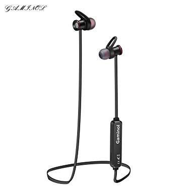 GAMINOL Bluetooth Headphones, Best Wireless Sports Earphones w/ Mic IPX5 Waterproof HD Stereo Sweatproof Earbuds for Gym Running Workout 11Hour Battery Noise Cancelling Headsets（black)