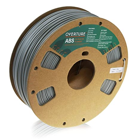 OVERTURE ABS Filament 1.75mm, ABS 1kg Spool (2.2lbs),3D Printer Consumables,Dimensional Accuracy  /- 0.03 mm, Fit Most FDM Printer (Gray)