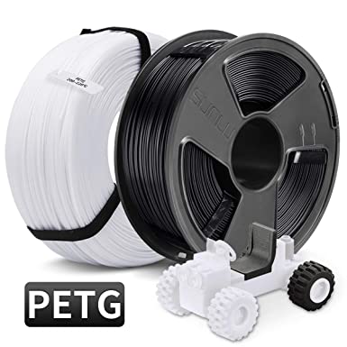 PETG 3D Printer Filament, SUNLU PETG Filament 1.75mm, PETG MasterSpool Filament 2KG PETG Black White