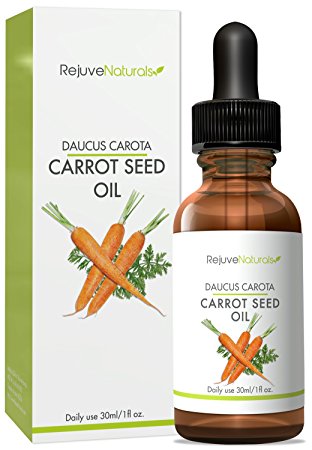 Carrot Seed Oil, 1 oz. ~ 100% Pure, Cold Pressed Carrier Oil With No GMOs, Pesticides, or Hexane ~ Moisturizing, Toning, & Anti Aging Benefits ~ For Glowing Skin & Shiny Hair by RejuveNaturals
