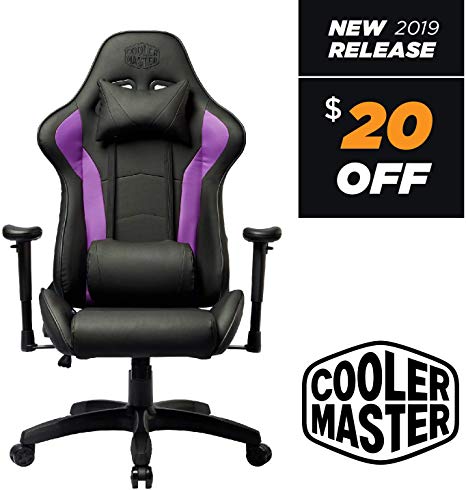 Cooler Master Caliber R1, PC Gaming Racing Chair Ergonomic High Back Office Chair, Seat Height and Armrest Adjustment, Recliner, High Density Cushions with Headrest and Lumbar Support- Purple