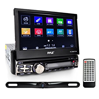 Pyle 7in Single Din Touchscreen Bluetooth Head unit Flip Out Receiver & Backup Camera Kit (Plt85Btcm)