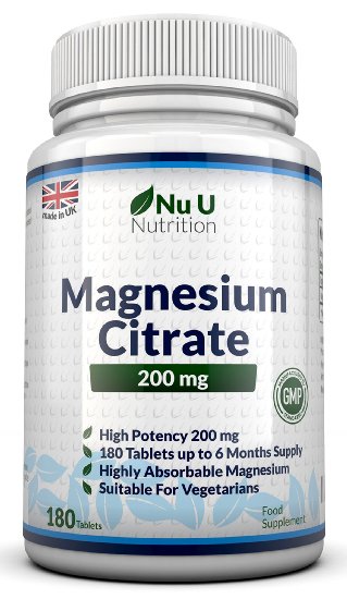 Nu U Nutrition 180 Magnesium Citrate 200mg Tablets - 6 Month Supply