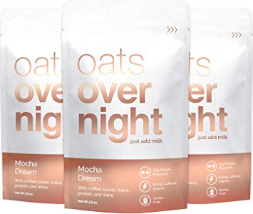 Oats Overnight - Mocha Dream - Premium High-Protein, Low-Sugar, Gluten-Free, Contains Coffee (2.8oz per pack) (12 Pack)