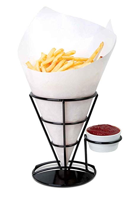 French Fry Holder French Fries Chip Cone Holder Rack with Condiment Stand