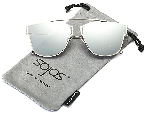 SojoS Modern Women's Men's Ultra Light Metal Frame Mirror Flat Lens Sunglasses SJ1008