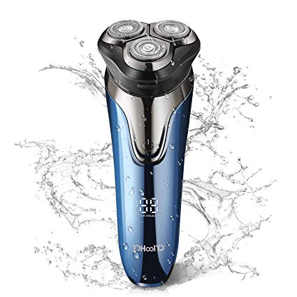 YOHOOLYO Electric Shaver 2 Speed Modes 100% Waterproof IPX7 Wet & Dry Rotary Shaver 3D Floating Heads with Pop-up Trimmer for Men