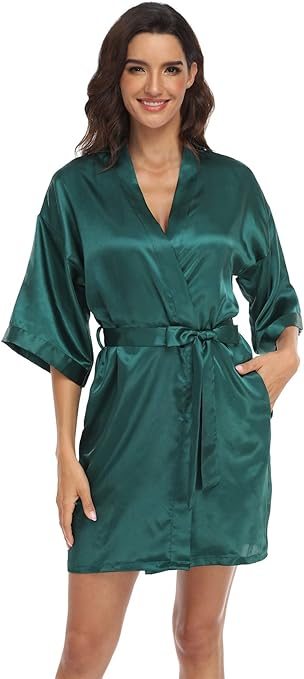 Women's Pure Short Silky Robes Bridesmaid Bride Party Satin Robes Sleepwear