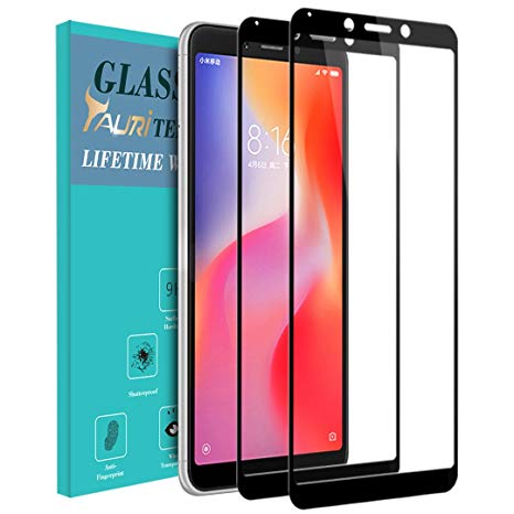 Tauri [2 Pack] for Xiaomi Redmi 6 Screen Protector Tempered Glass [Full Coverage] [9H Hardness] [Bubble Free] Protective Film - Black