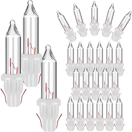 Mudder Christmas Clear Replacement Mini Light Bulbs Incandescent Light Bulbs 3.5 V Mini Glass Lights with White Base, 0.125 Ampere, 0.43 Watt (100 Pieces)