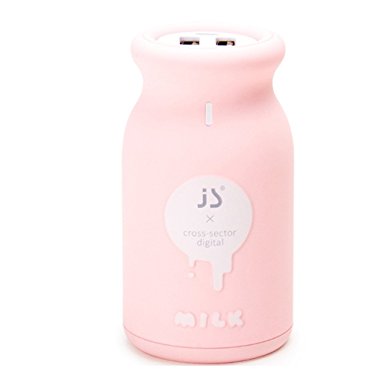 JS Portable Charger 10000mAh Dual USB Outputs,External Battery Backup Power Bank Universal Compact For iPhone iPad iPod Samsung Galaxy Tablet PCs and More(Pink)