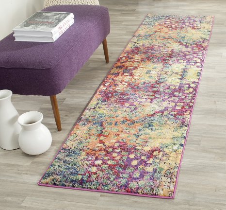 Safavieh Monaco Collection MNC225D Pink and Multi Runner, 2 feet 2 inches by 8 feet (2'2" x 8')