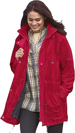 Woman Within Women's Plus Size Fleece-Lined Taslon Anorak