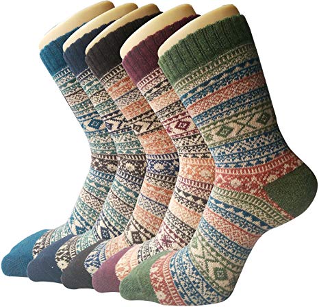 5 Pairs Womens Winter Warm Thick Knit Wool Ladies Socks