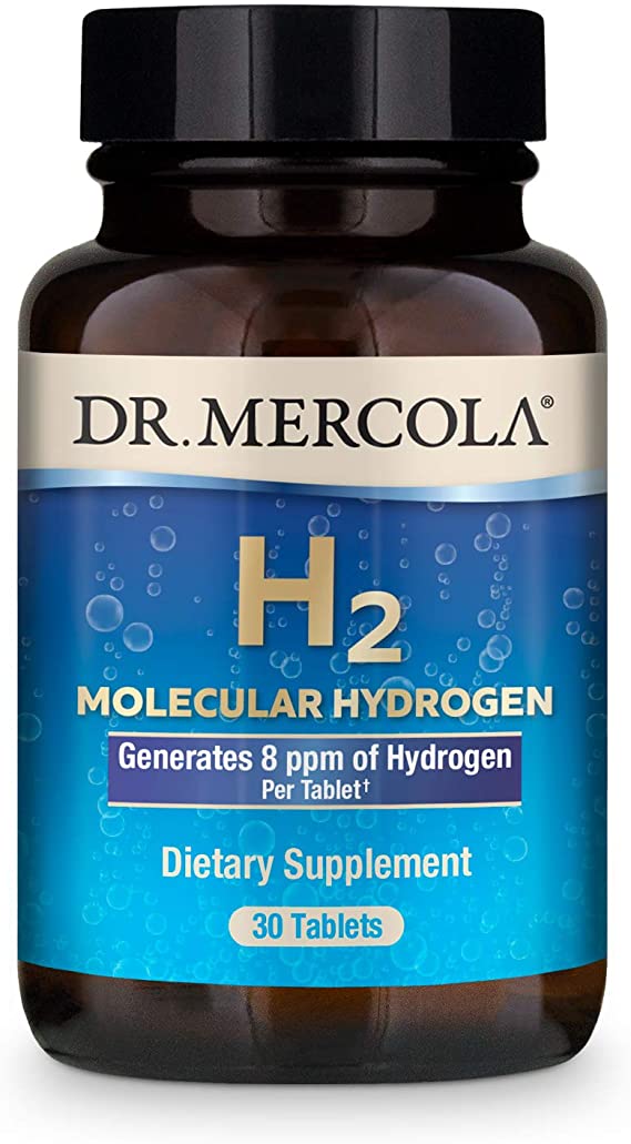 Dr. Mercola H2 Molecular Hydrogen Dietary Supplement, 30 Servings (30 Tablets), Non GMO, Gluten Free, Soy Free