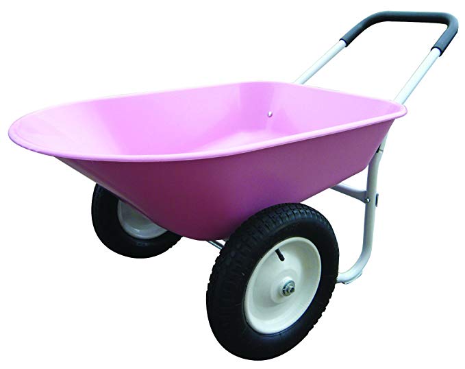 Marathon Dual-Wheel Residential Yard Rover Wheelbarrow and Yard Cart - Pink