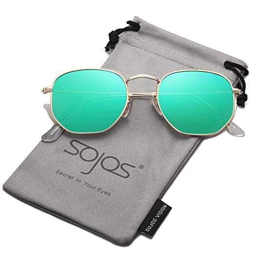 SOJOS Small Square Polarized Sunglasses for Men and Women Polygon Mirrored Lens SJ1072