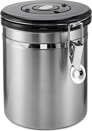 Coffee Container Airtight - Coffee Vault - by Mixpresso (16 Ounces, Stainless Steel)