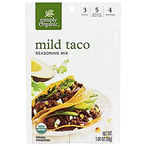 Simply Organic Mild Taco Seasoning, Certified Organic, Vegetarian | 1 oz